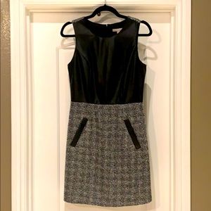 Feaux leather and tweed dress